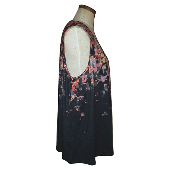 Lishly Curve Colorful Abstract Sleeveless V Neck Stretchy Flowy Blouse Top 2XL - Picture 2 of 15